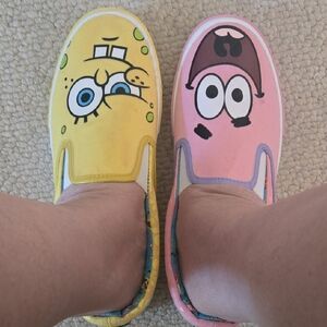 SpongeBob SquarePants Colorful Slip-Ons, Size 7.5 Women